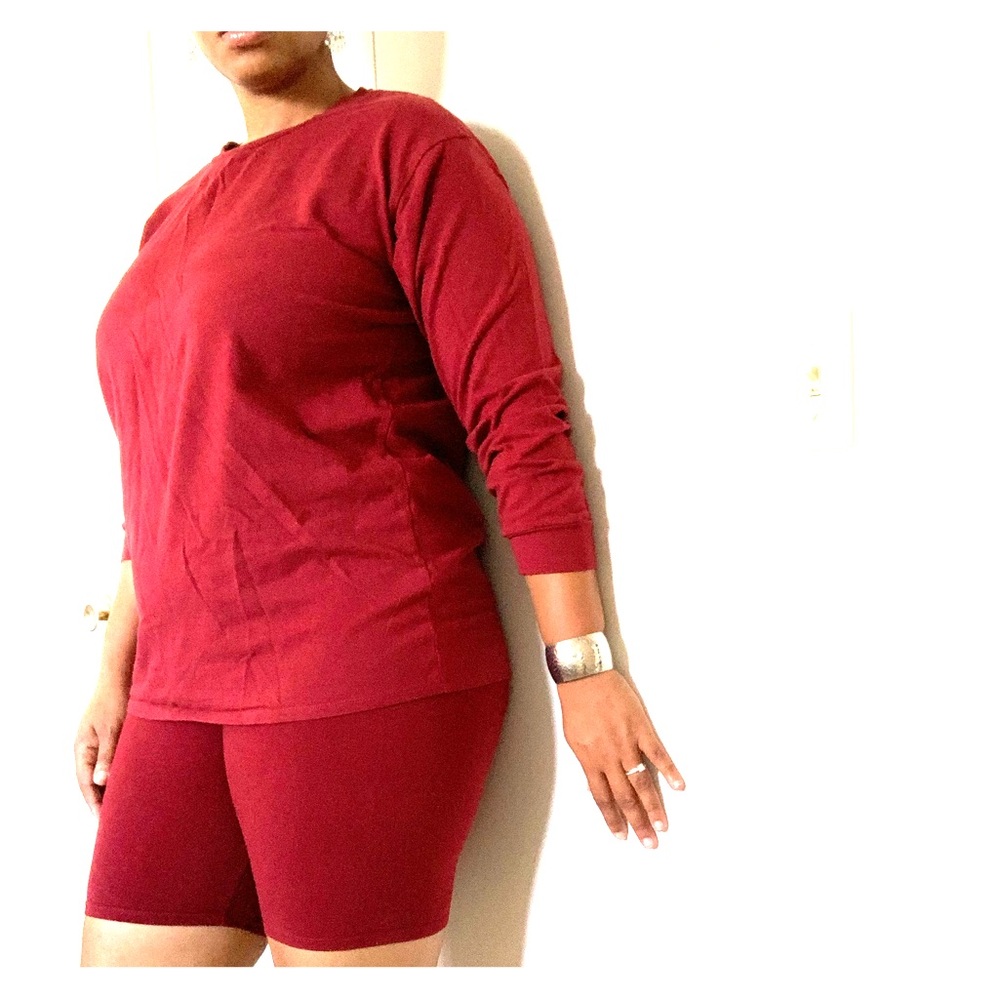 Burgundy “Biker Short” Set.